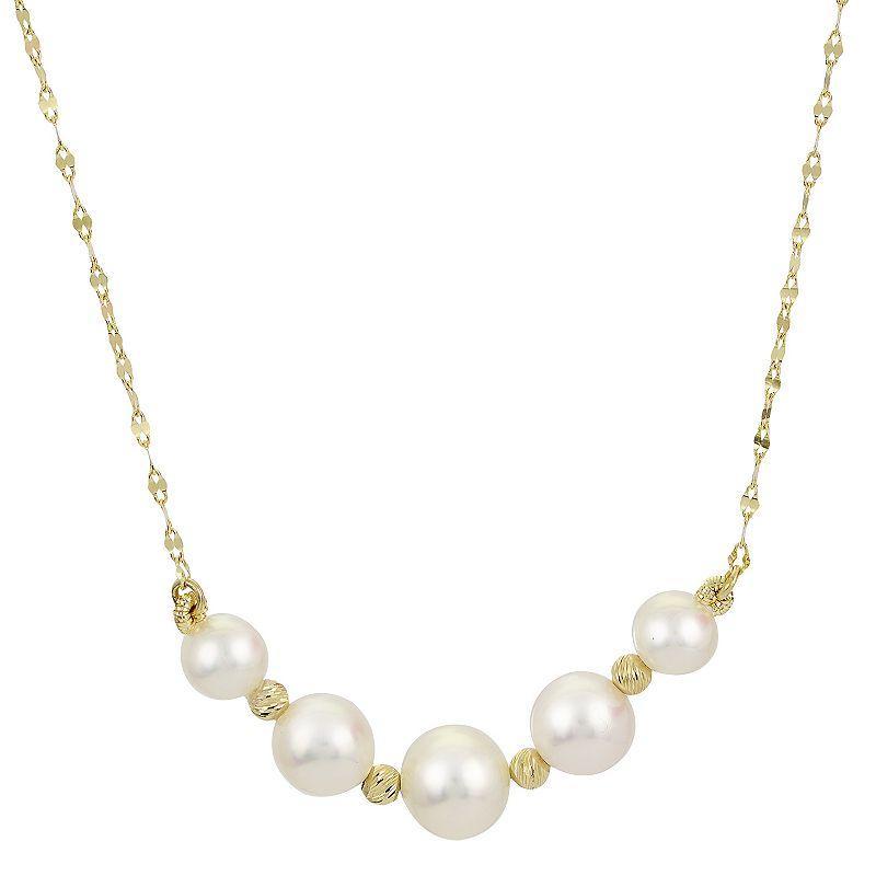 PearLustre by Imperial 14Kt Gold Freshwater Cultured Pearl & Brilliance Bead Necklace, Womens 14k Gold Product Image