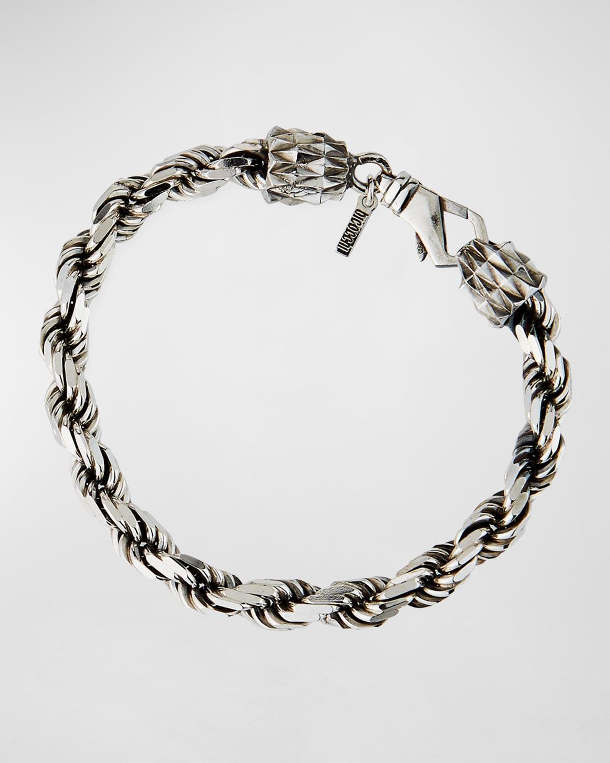 Mens French Rope Chain Bracelet, Silver Product Image