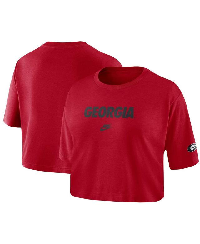 Womens Nike Red Georgia Bulldogs Wordmark Cropped T-shirt Product Image