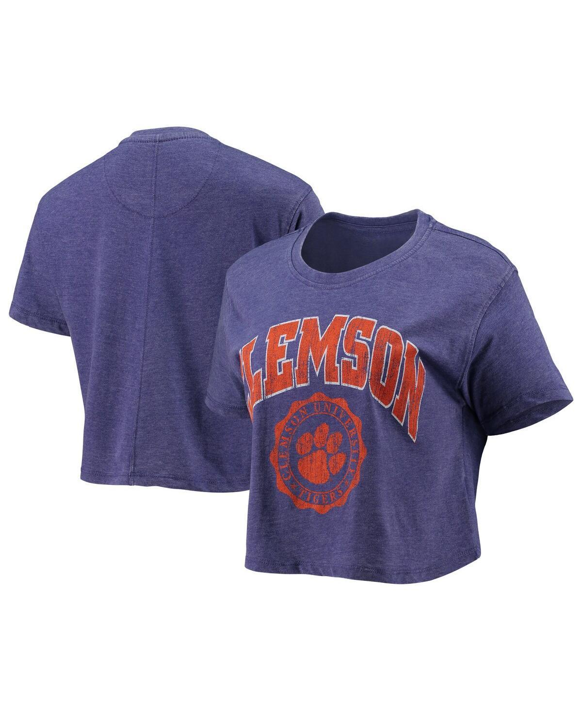 Womens Pressbox Clemson Tigers Edith Vintage Burnout Crop T-Shirt Product Image