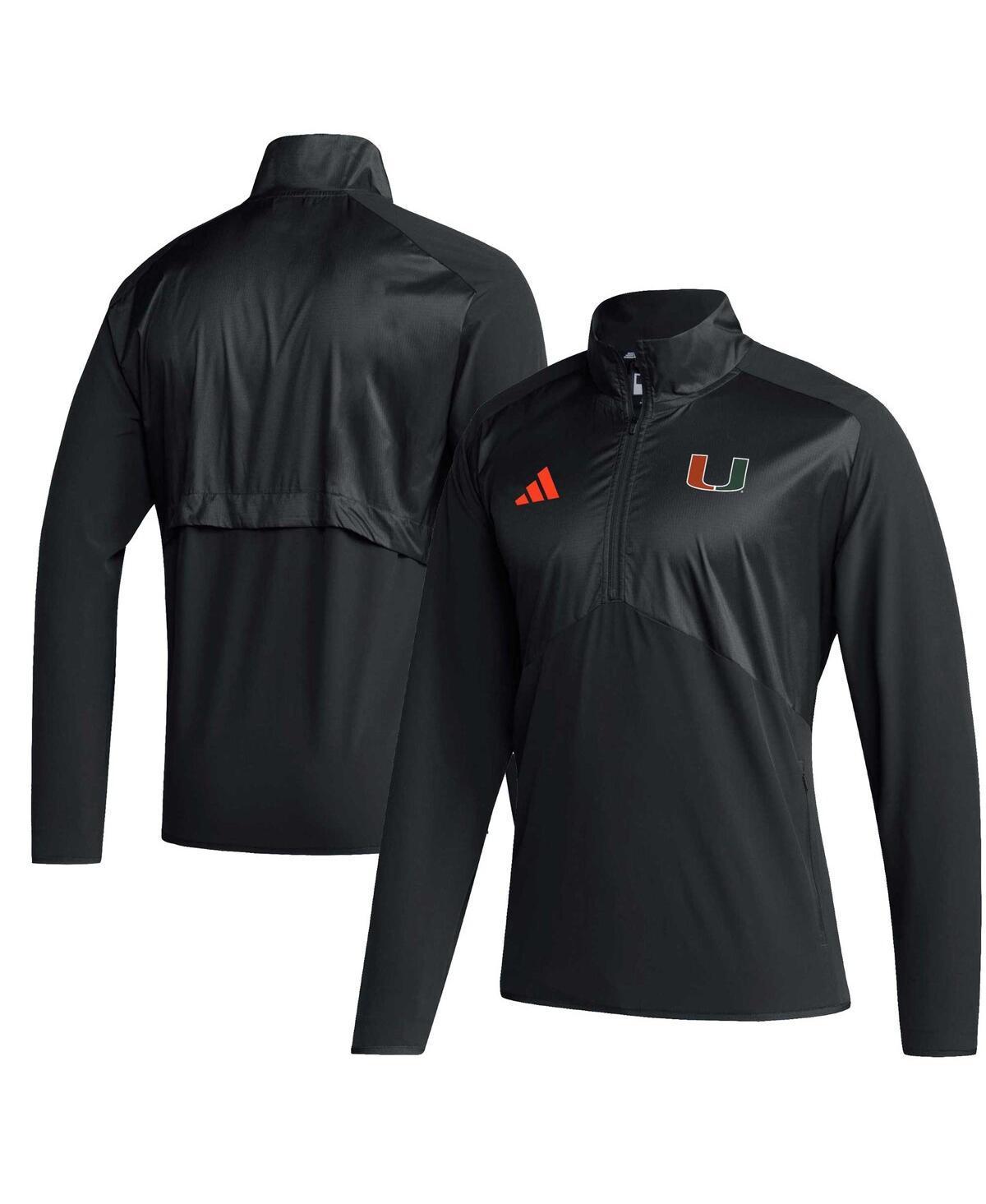 Mens adidas Miami Hurricanes Sideline AEROREADY Raglan Sleeve Quarter-Zip Jacket Product Image