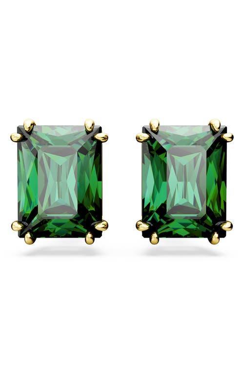 Swarovski Matrix Green Rectangle Stud Earrings in Gold Tone Product Image