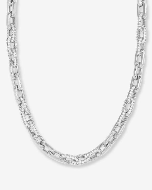 Frankie Pavé Chain Necklace 18" - Silver|White Diamondettes Product Image