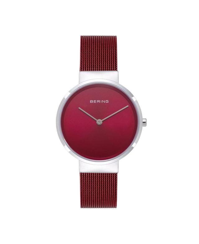 BERING Womens Classic Red Stainless Steel Mesh Watch - 14531-303 Product Image