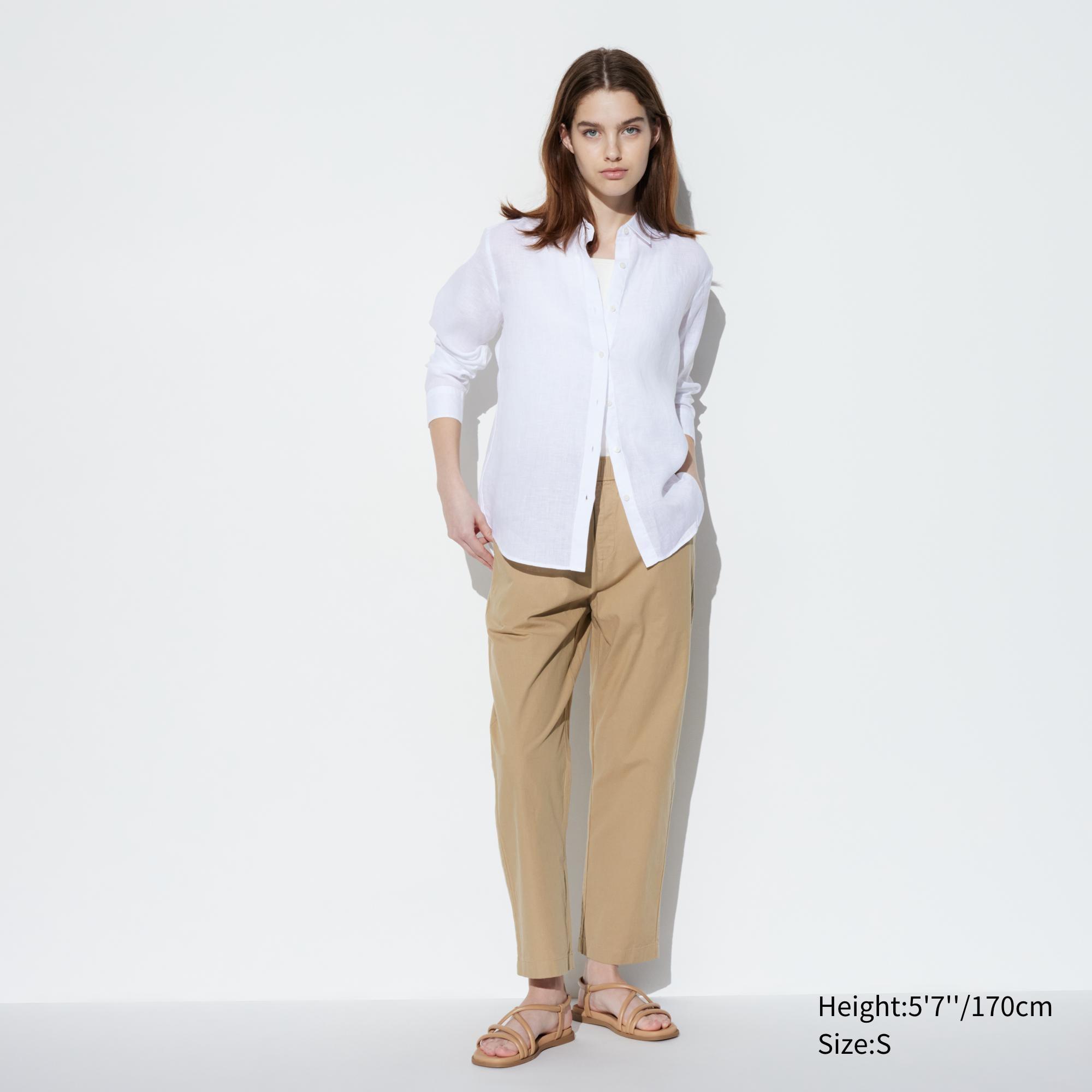 Womens Cotton Relaxed Ankle Pants Khaki Large UNIQLO US product image