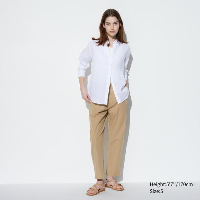 Womens Cotton Relaxed Ankle Pants Khaki XS UNIQLO US Product Image