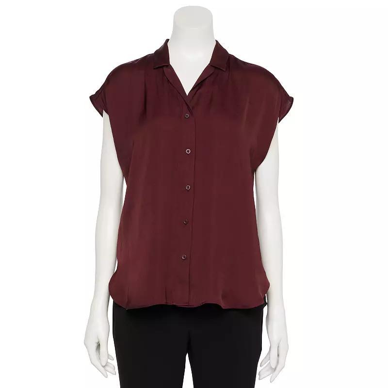 Womens Nine West Adaptive Short Sleeve Button Down Lapel Collar Shirt Product Image