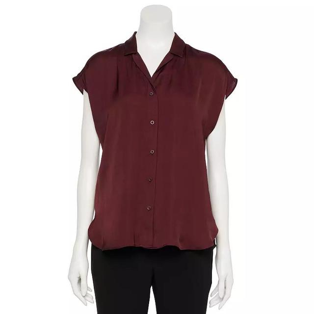 Womens Nine West Adaptive Short Sleeve Button Down Lapel Collar Shirt Product Image