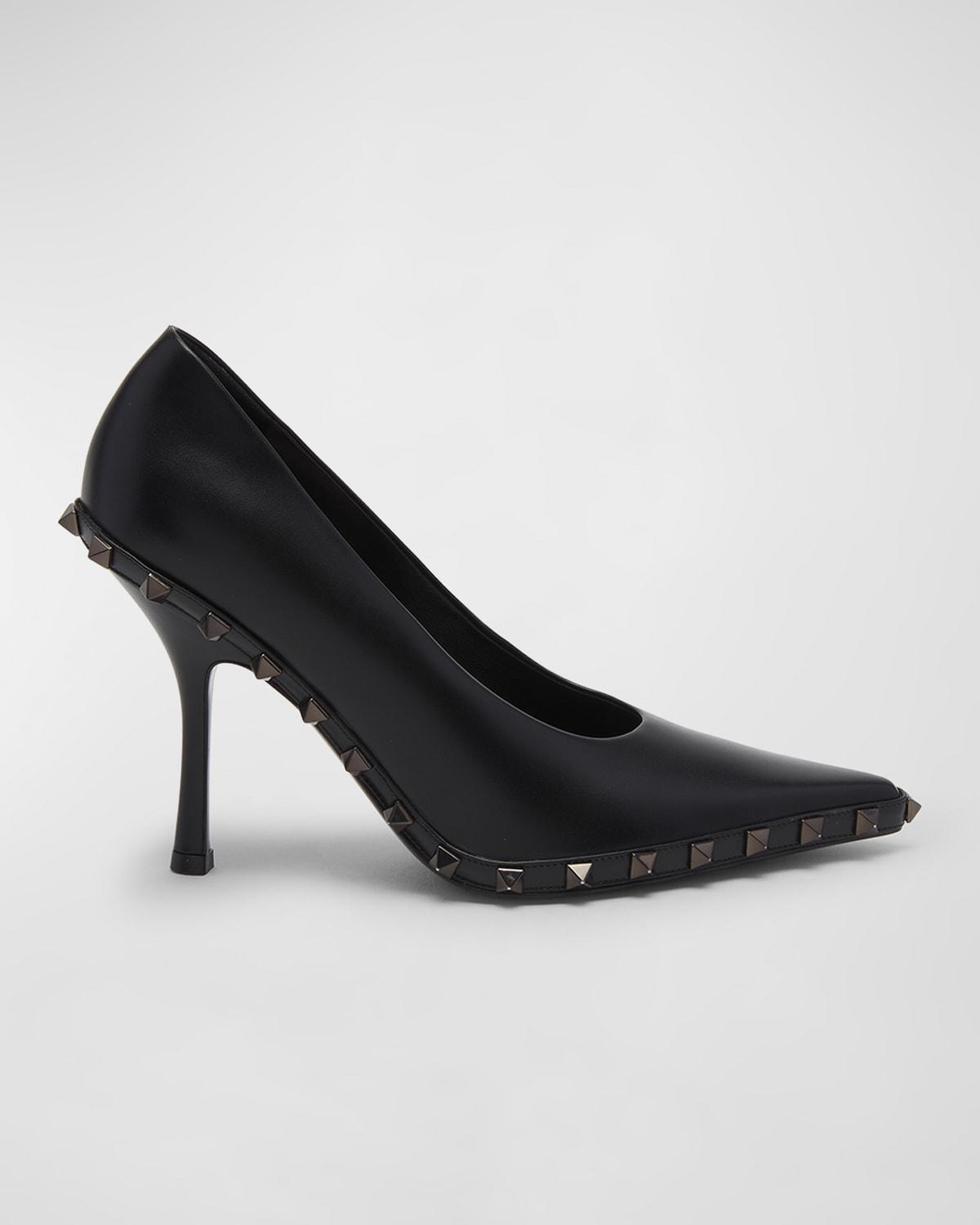 Rockstud Leather Stiletto Pumps Product Image