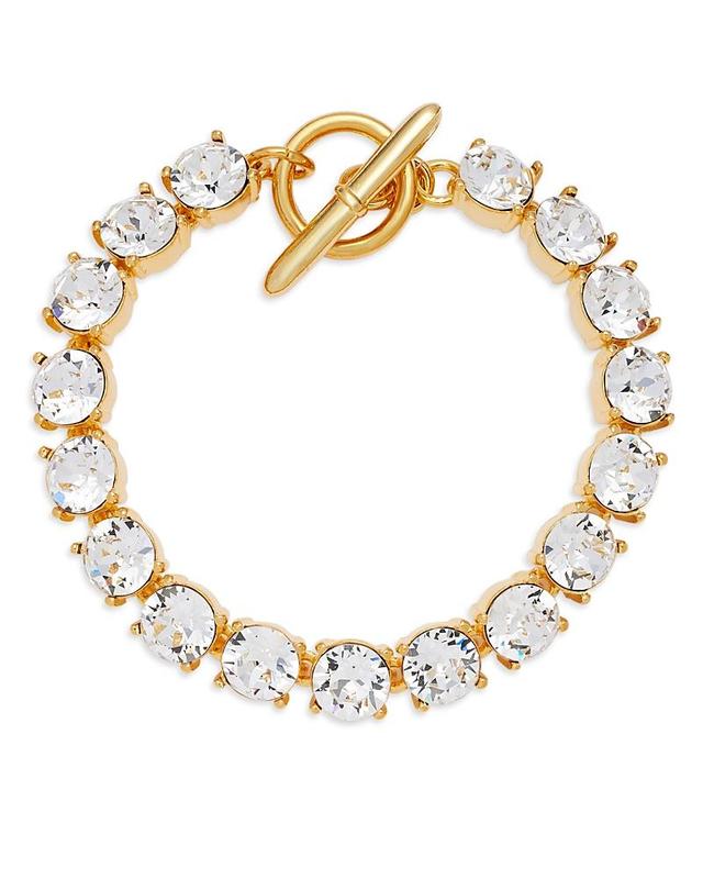 Womens 22K-Gold-Plated & Crystal Toggle Bracelet Product Image