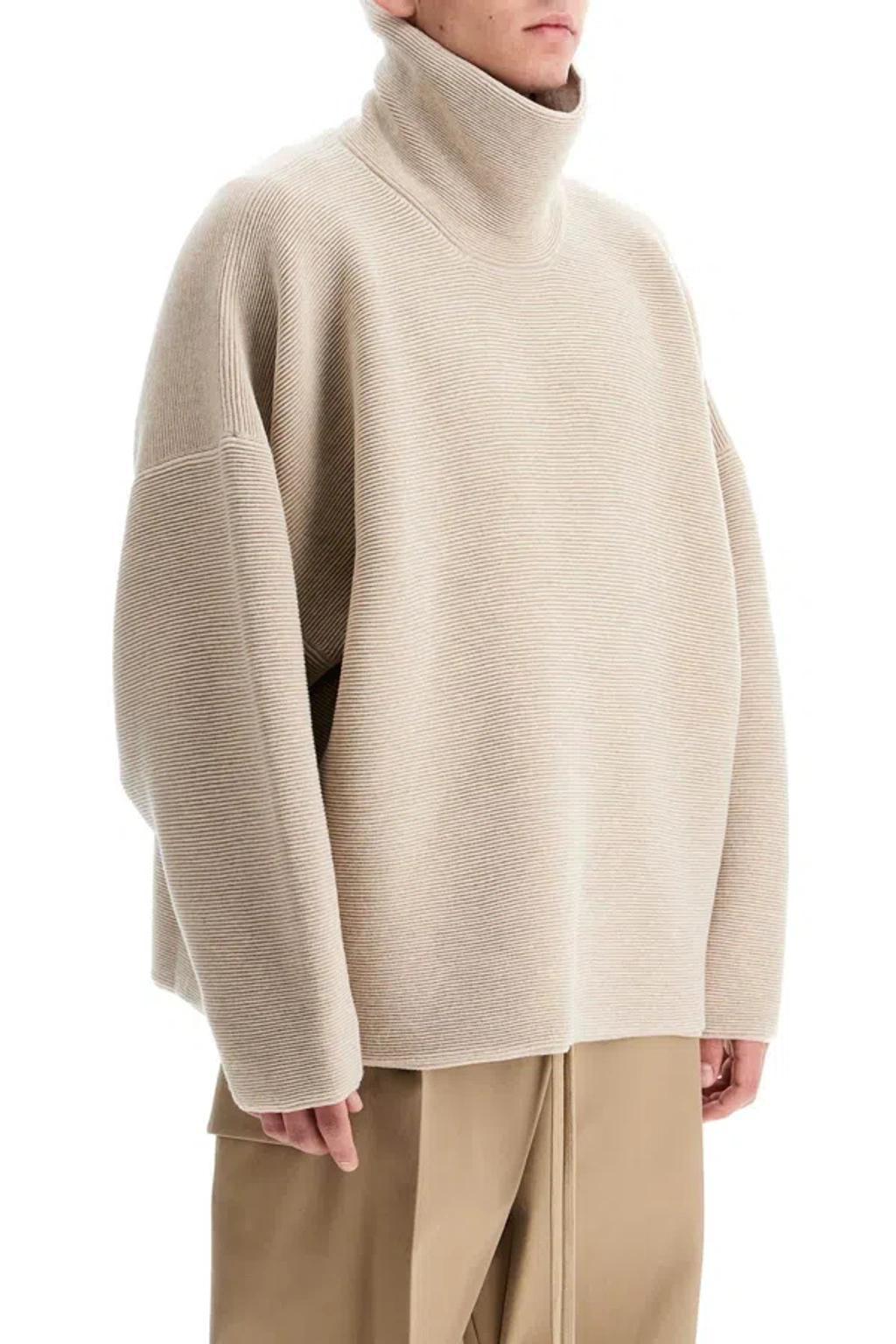 FEAR OF GOD Ottoman High Neck Knit Jumper In Tan Product Image