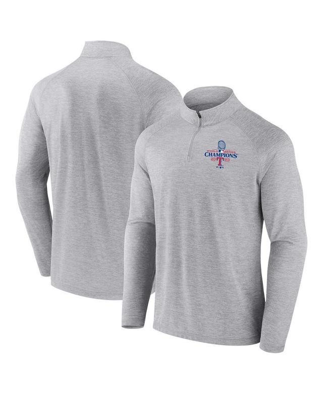 Mens Fanatics Gray Texas Rangers 2023 World Series Champions Curveball Quarter-Zip Mock Neck Pullover Top Product Image