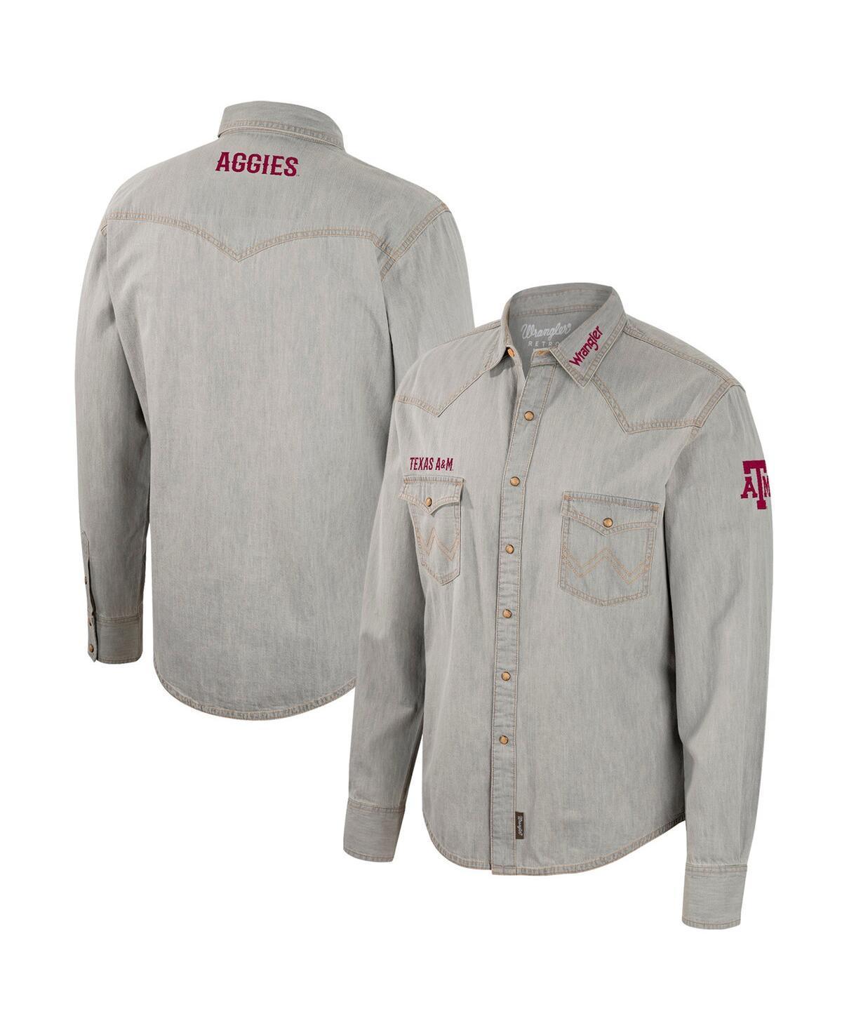 Mens Colosseum x Wrangler Gray Texas A&M Aggies Cowboy Cut Western Full-Snap Long Sleeve Shirt Product Image