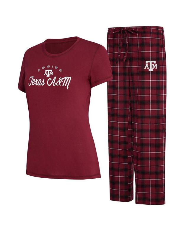 Womens Concepts Sport Maroon/Black Texas A&M Aggies Arctic T-Shirt & Flannel Pants Sleep Set Product Image