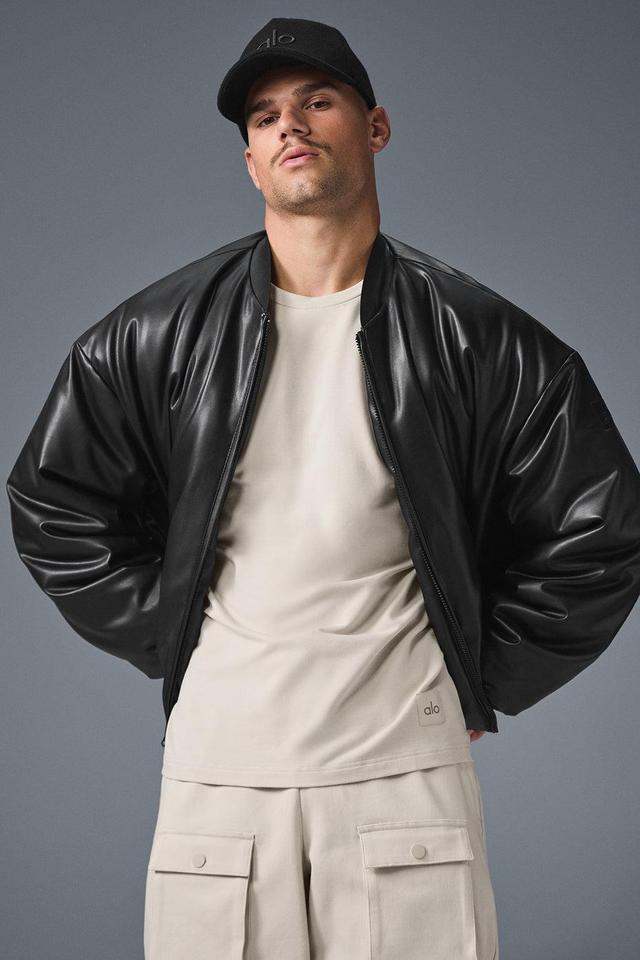 Faux Leather Premier Bomber - Black Male Product Image