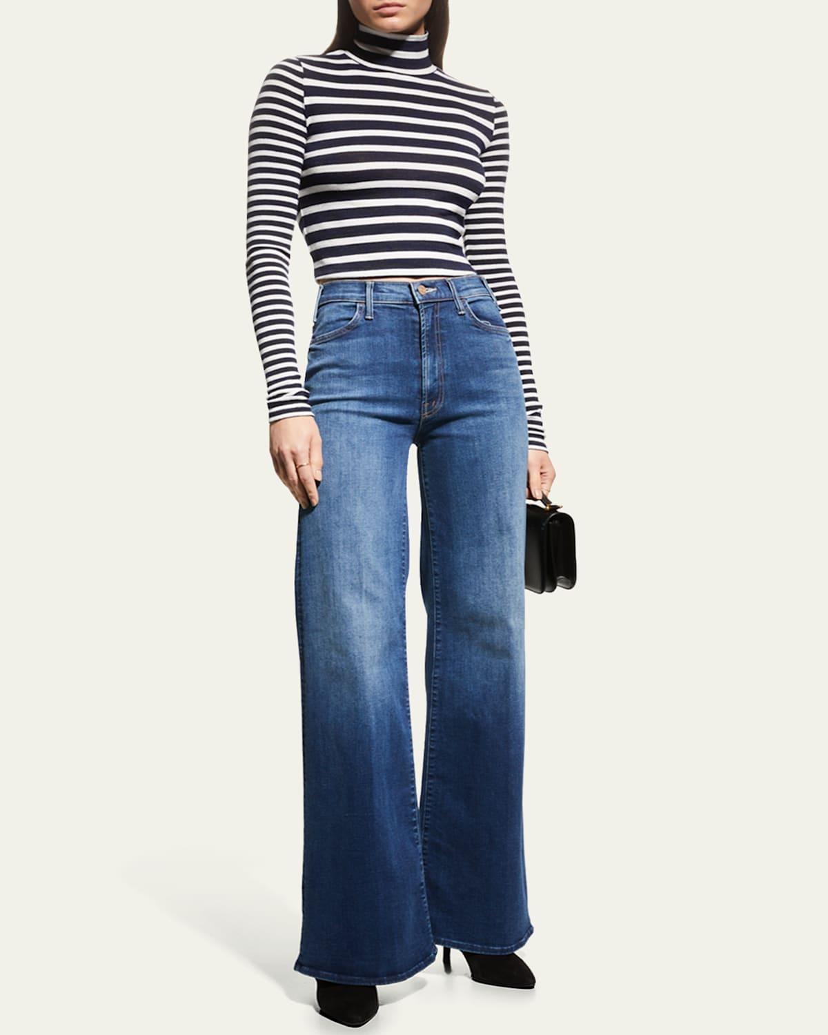 The Knit Stripe Cropped Jersey Turtleneck Top product image