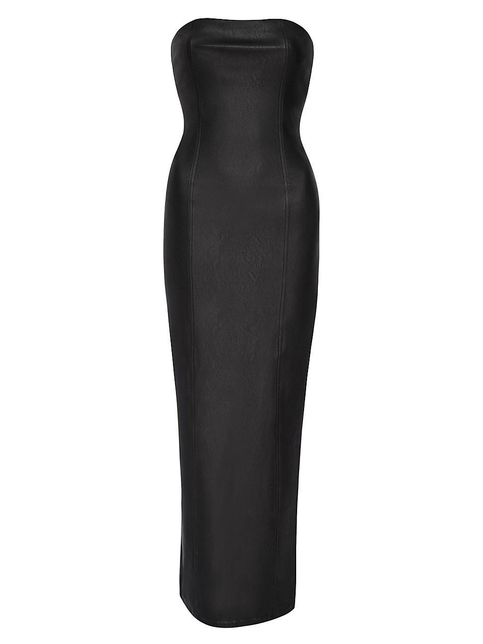 Womens Faux-Leather Tube Maxi Dress Product Image