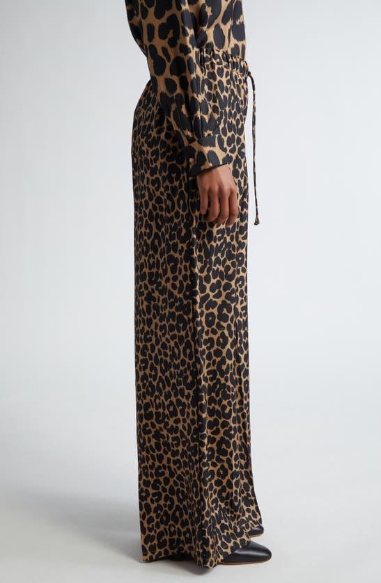 MAX MARA Ghinea Leopard Print Silk Wide Leg Pants Product Image