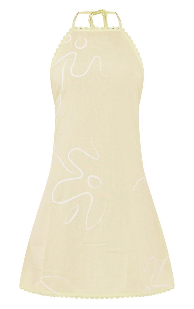 Lime Daisy Print Halterneck Shift Dress Product Image