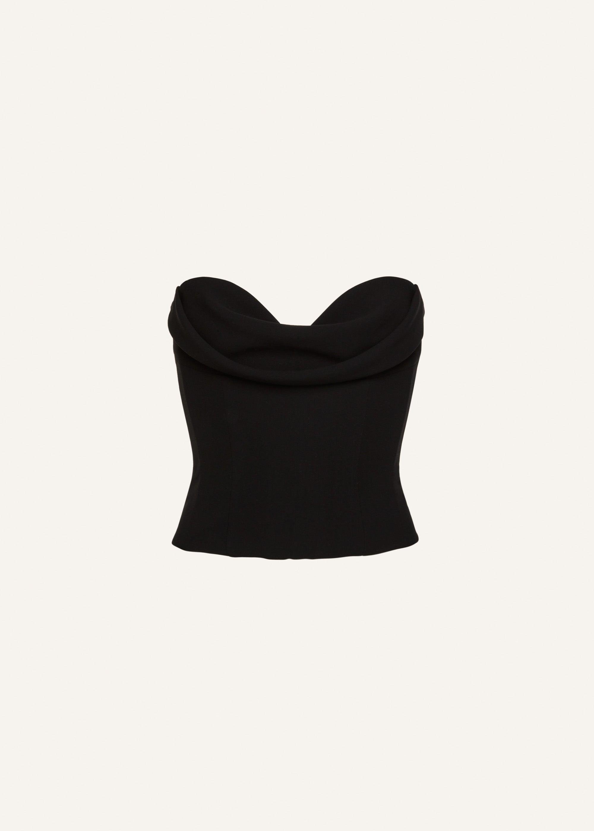 Draped wool corset in black Product Image