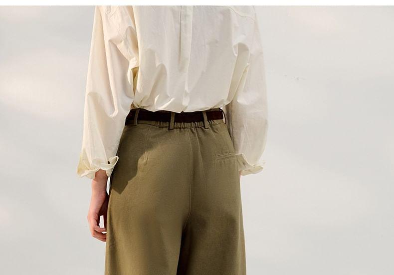 High Rise Plain Pleated Wide Leg Pants Product Image