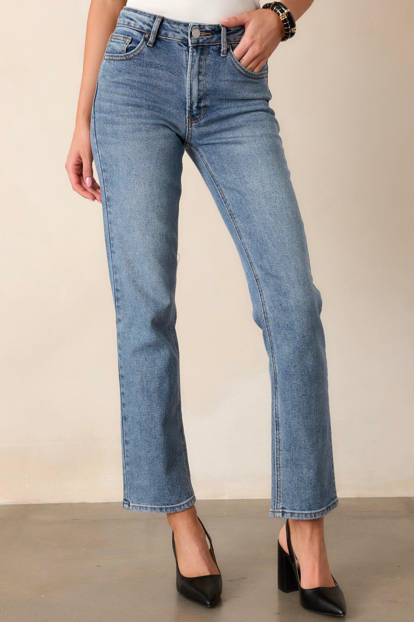 Dusk Enchantment Medium Wash Straight Leg Jeans Product Image