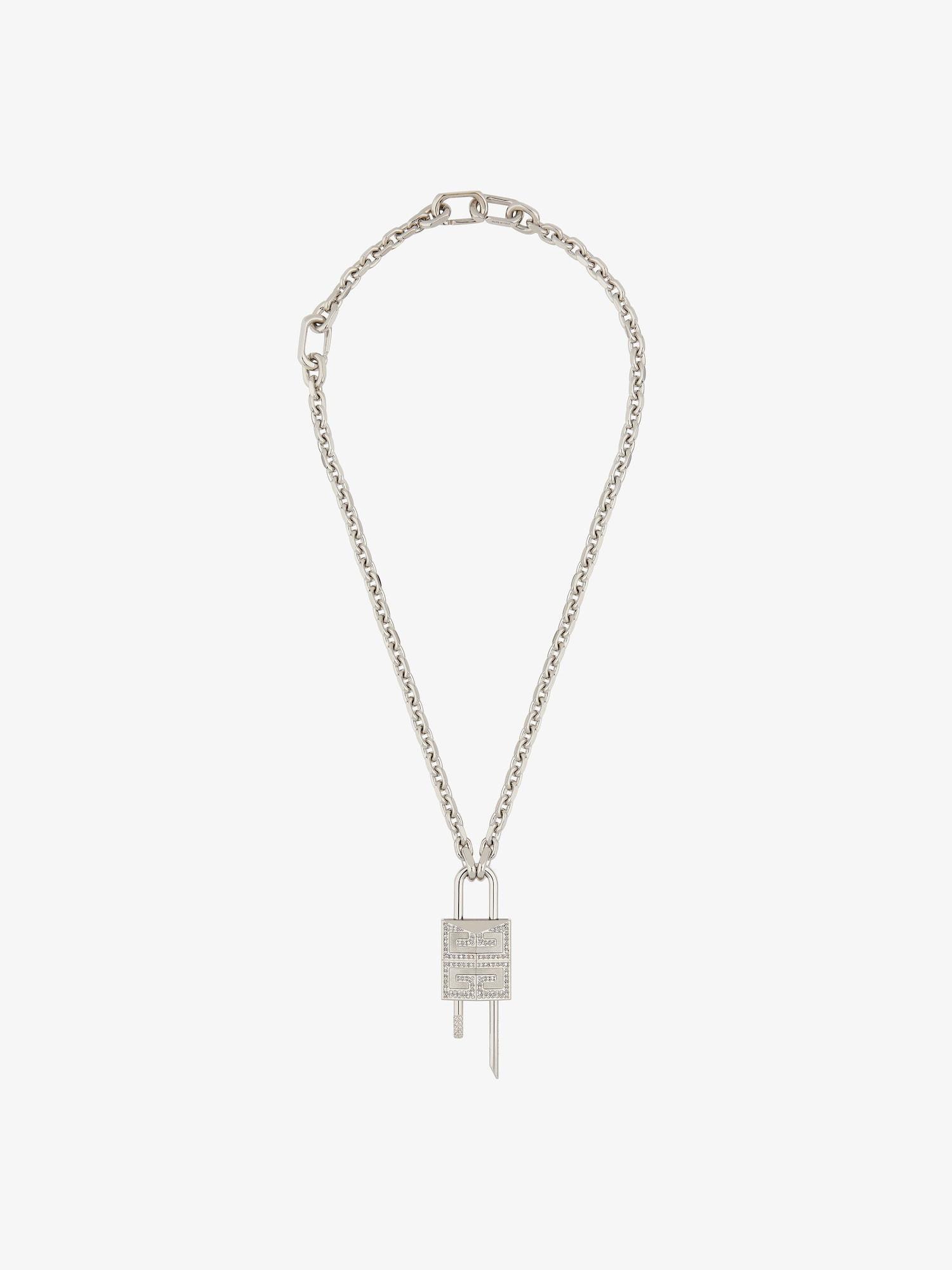 Small Lock necklace in metal with crystals Product Image