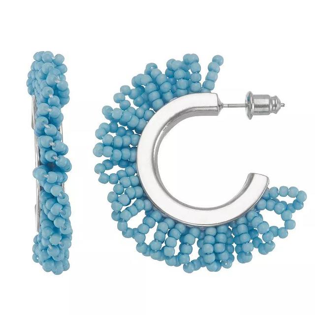 Sonoma Goods For Life Seed Bead Fringe Hoop Earrings, Womens, Blue Product Image