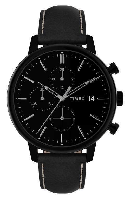 Timex Chicago Chronograph Leather Strap Watch, 45mm Product Image