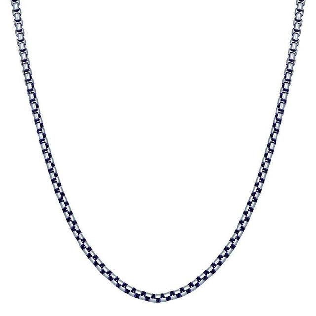 Mens LYNX Purple Stainless Steel Round Box Chain Necklace Product Image