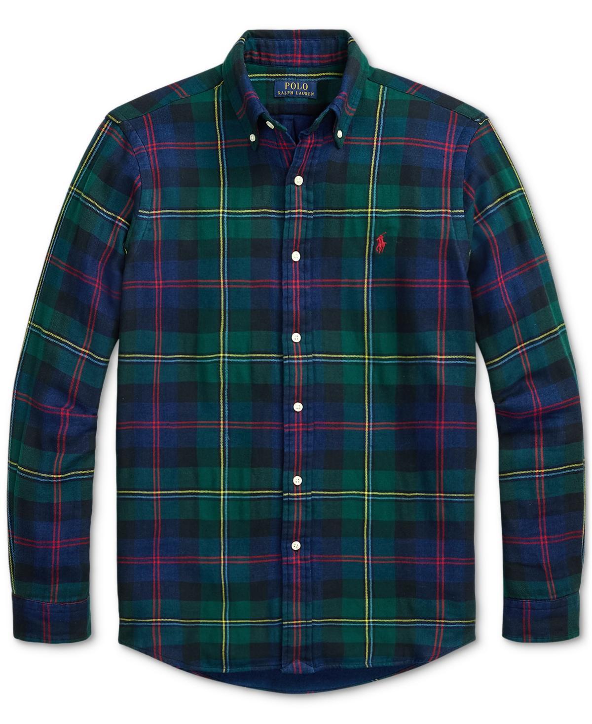 POLO RALPH LAUREN Men's Classic-fit Plaid Double-faced Shirt In Green,blue Product Image