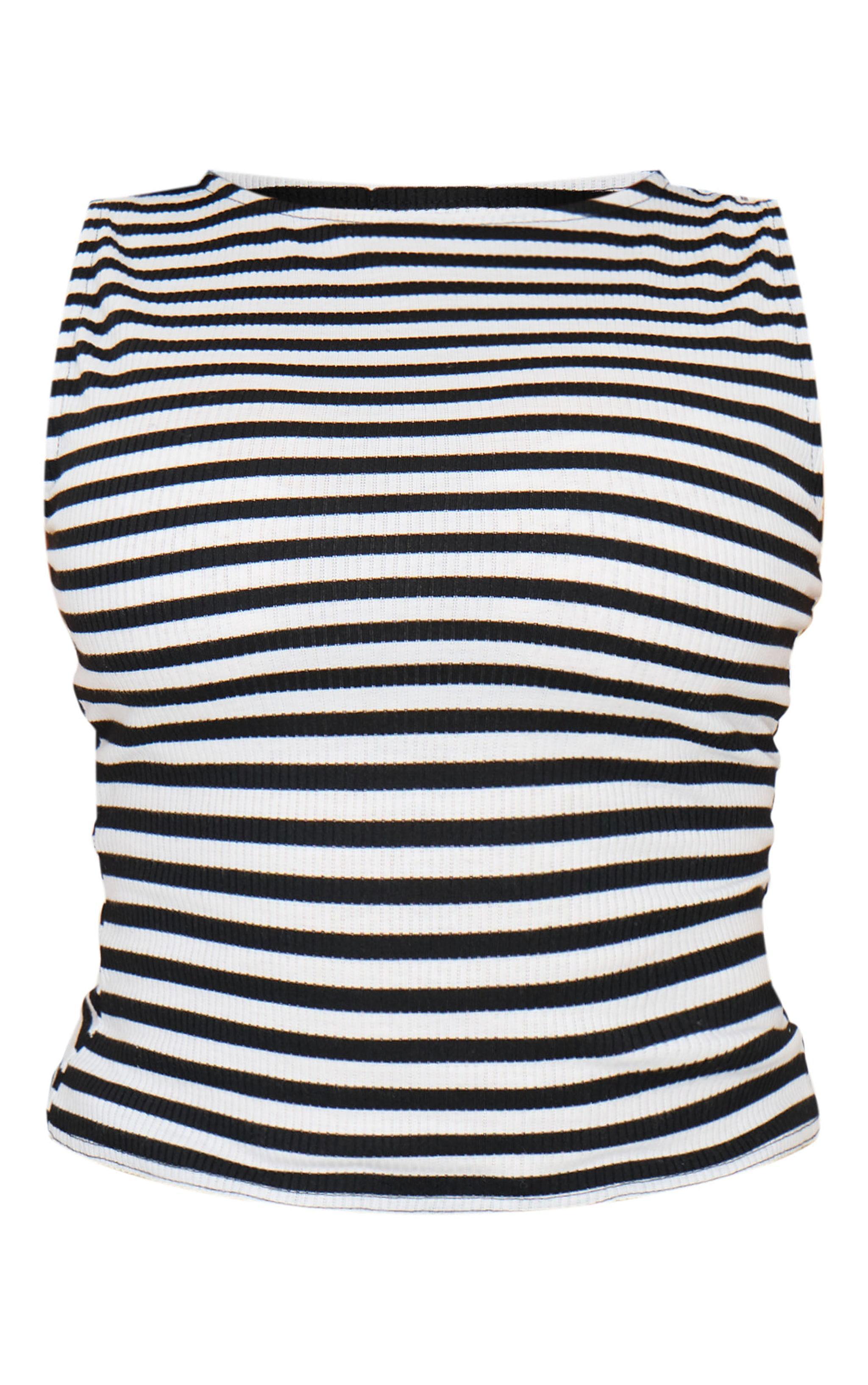  Monochrome Boat Neck Striped Vest Top Product Image