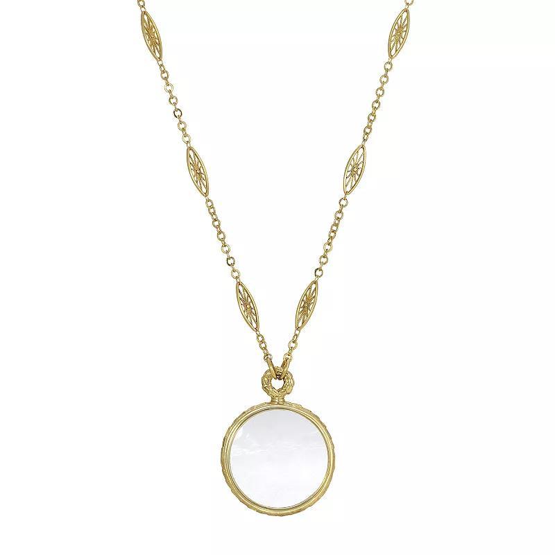 1928 Gold-Tone Magnifying Glass Pendant Necklace, Womens, Gold Tone Product Image