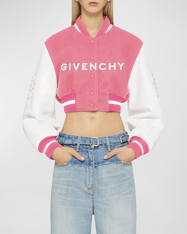 Womens Cropped Varsity Jacket In Wool And Leather Product Image