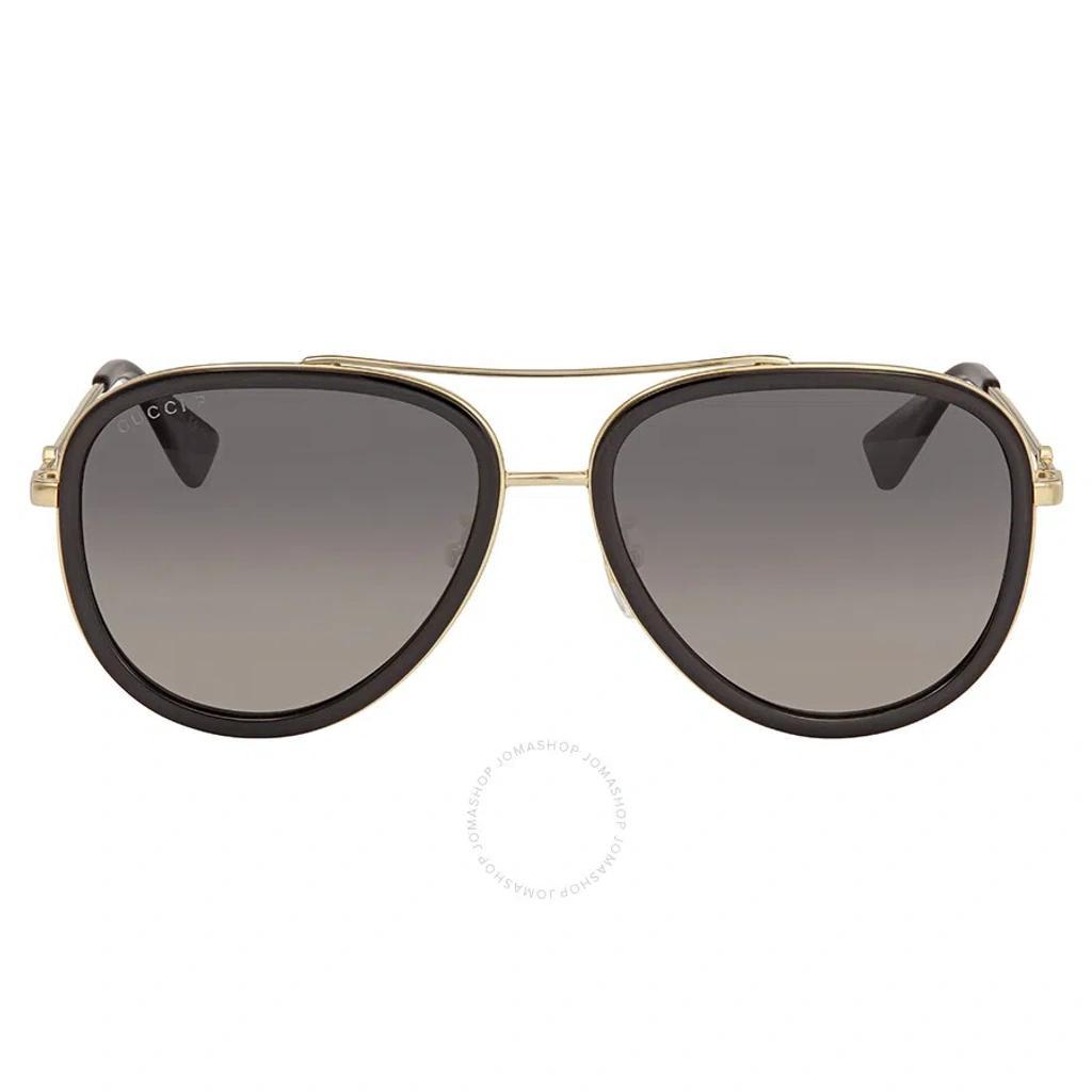 Polarized Grey Gradient Pilot Ladies Sunglasses Gg0062s 011 57 In Black / Gold / Grey Product Image