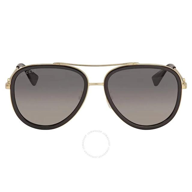 Polarized Grey Gradient Pilot Ladies Sunglasses Gg0062s 011 57 In Black / Gold / Grey Product Image