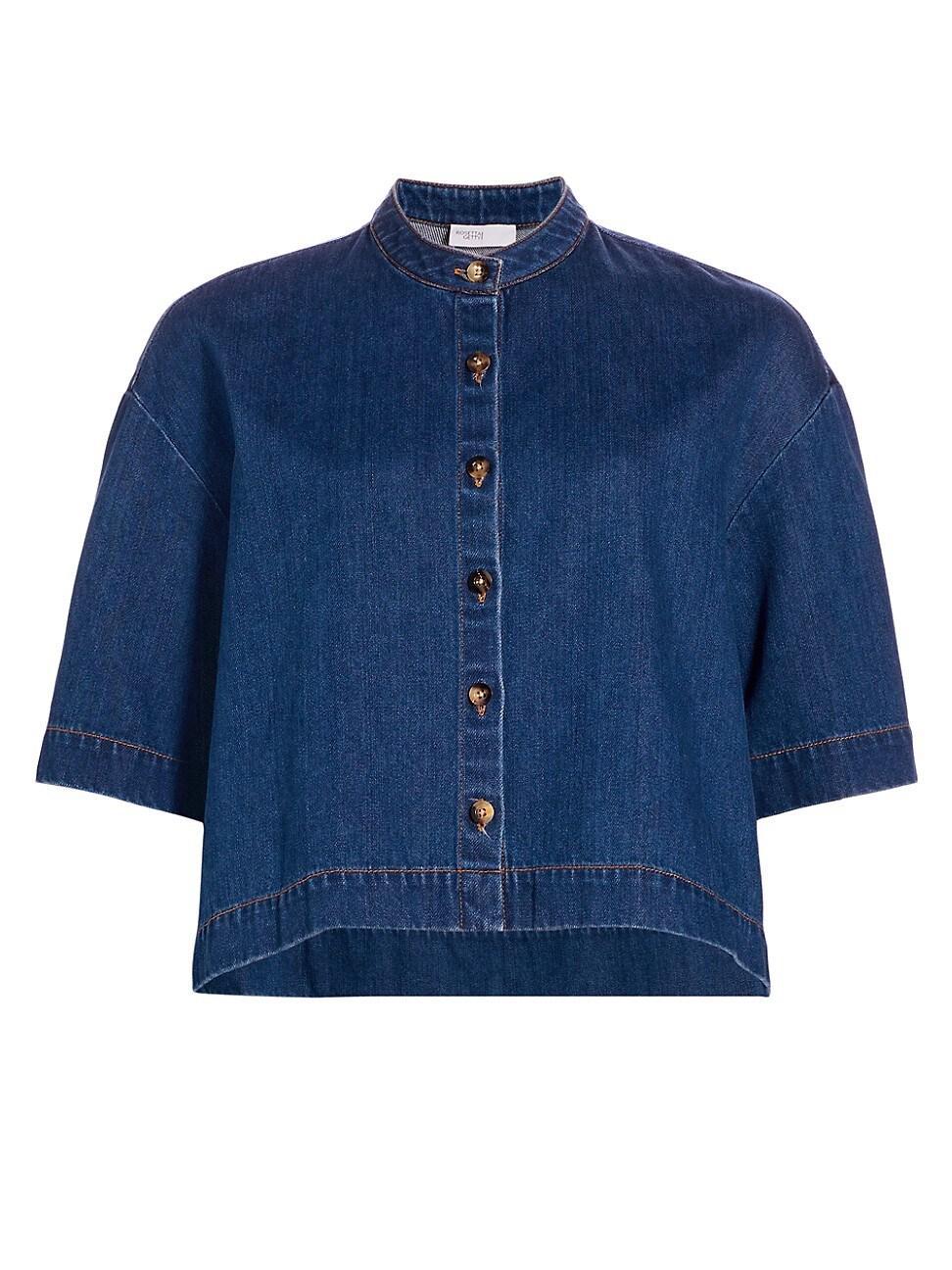 Womens Cropped Oversized Denim Shirt Product Image