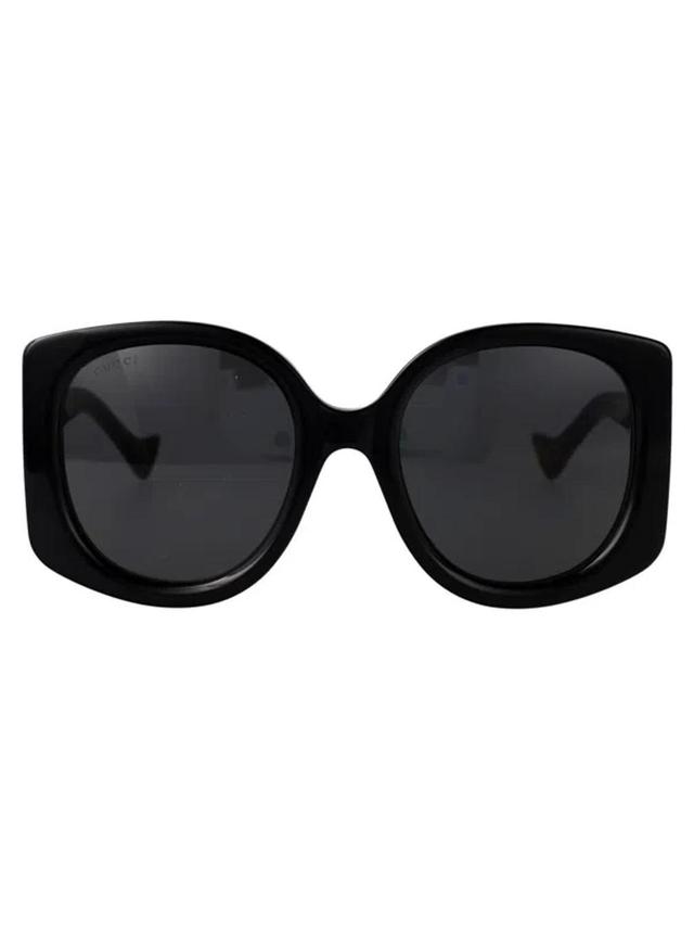 GUCCI Eyewear Geometric Frame Sunglasses In 001 Black Black Grey Product Image