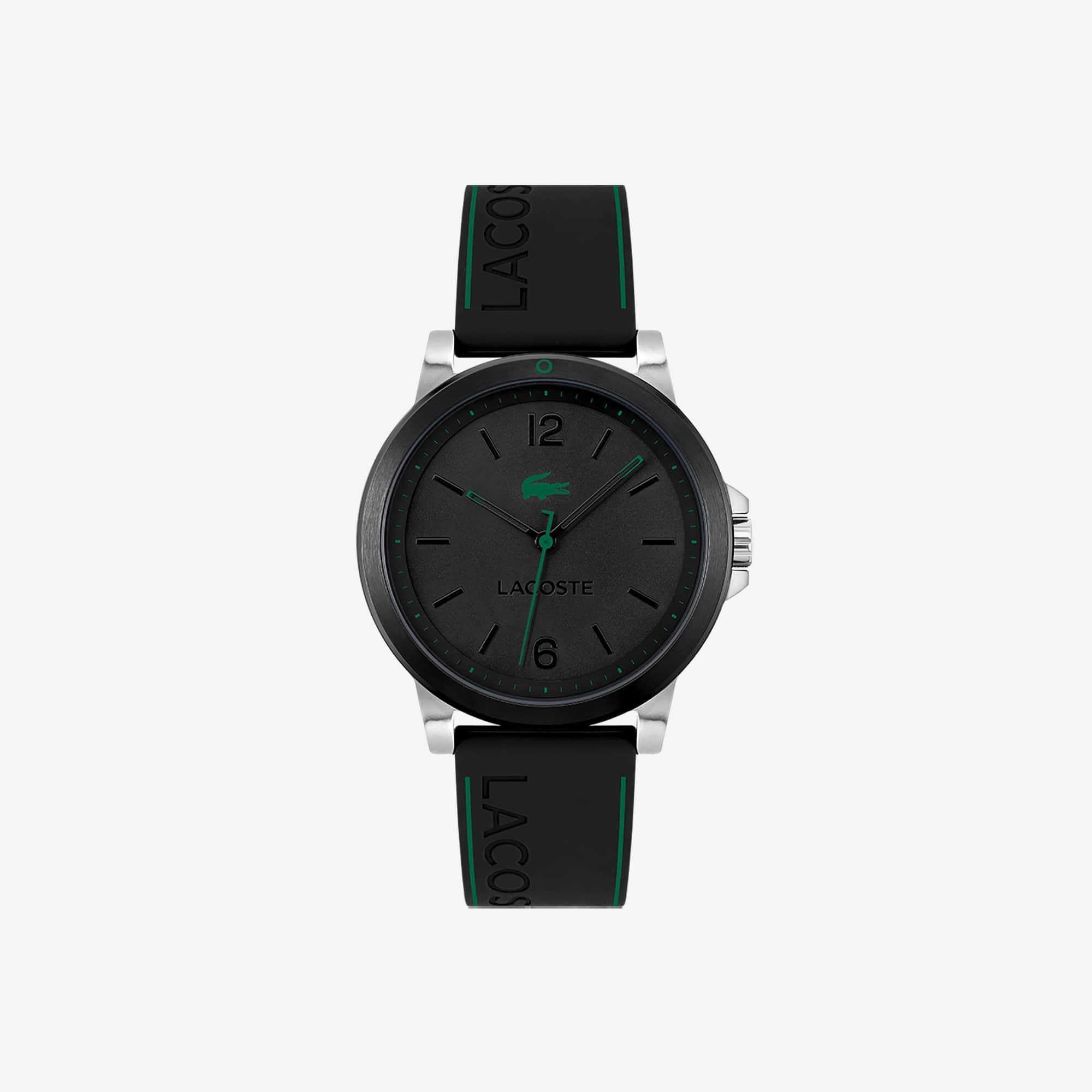 Men's Lacoste Court 3 Hands Black Silicone Watch Product Image