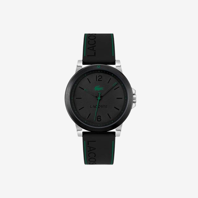 Men's Lacoste Court 3 Hands Black Silicone Watch Product Image