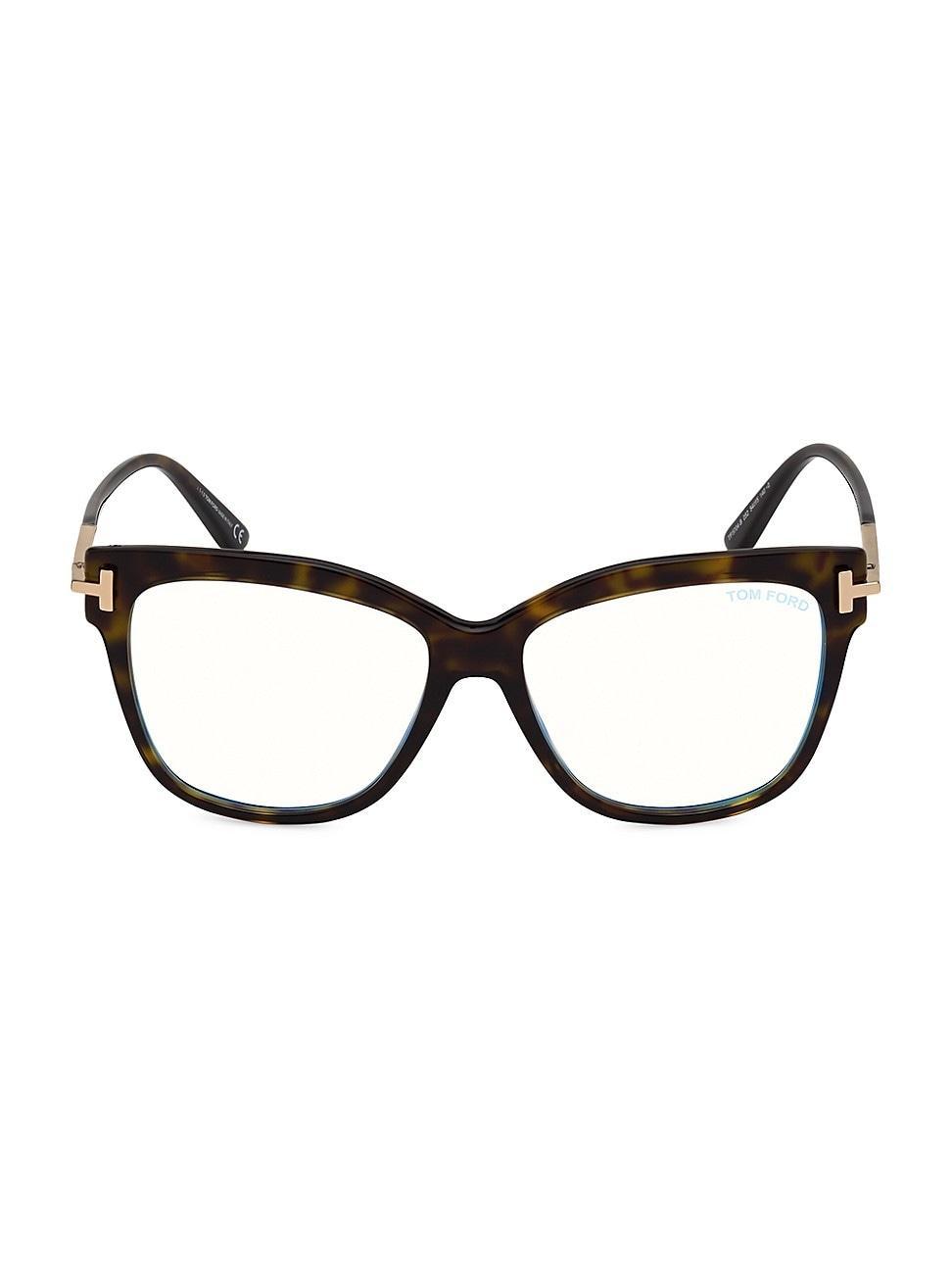 Womens 54MM Square Blue Block Optical Glasses Product Image