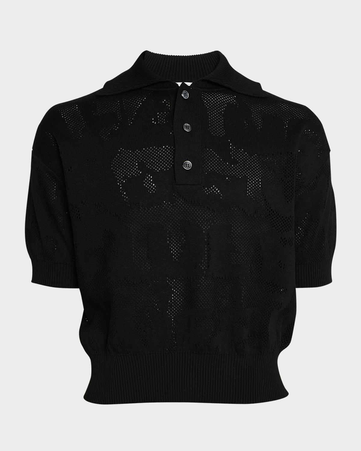 Mens Mesh Graffiti Logo Polo Shirt Product Image