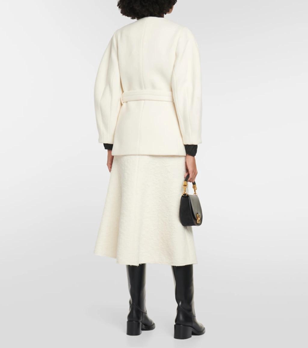 CHLOÉ Belted Wool-blend Coat In Eden White Product Image