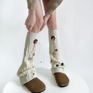 Button Cable Knit Leg Warmers Product Image