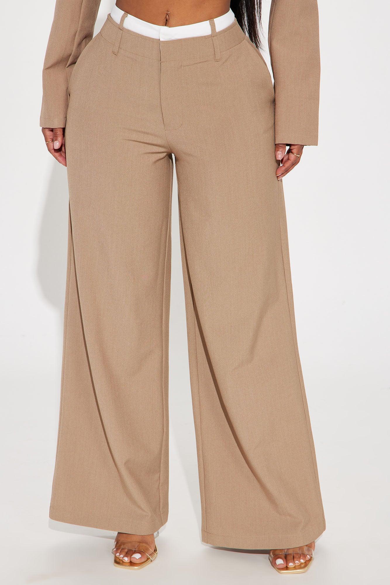 Chantel Double Waistband Trouser - Taupe Product Image