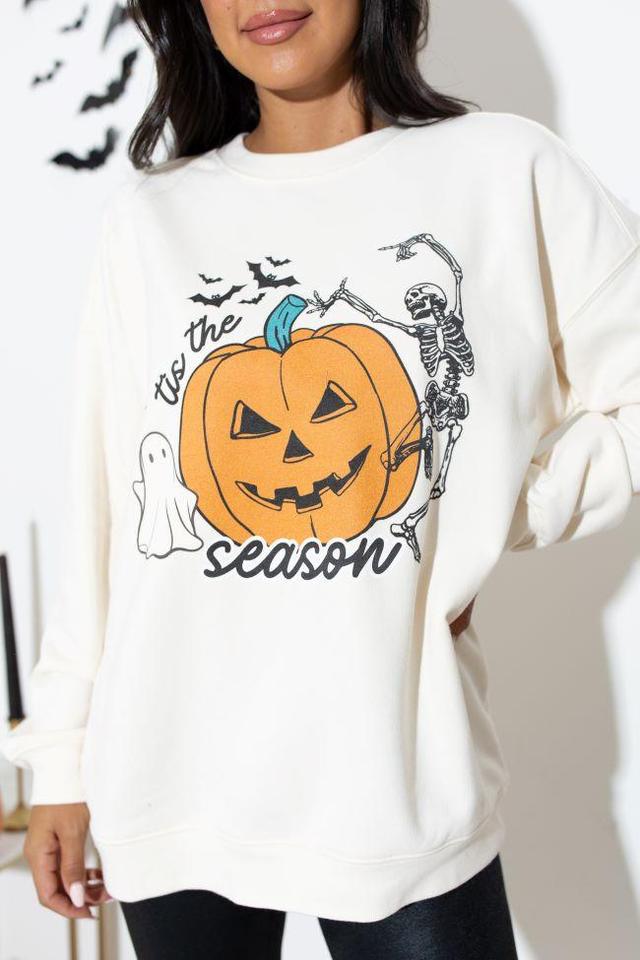 Tis the Season Halloween Cream Oversized Graphic Sweatshirt Product Image