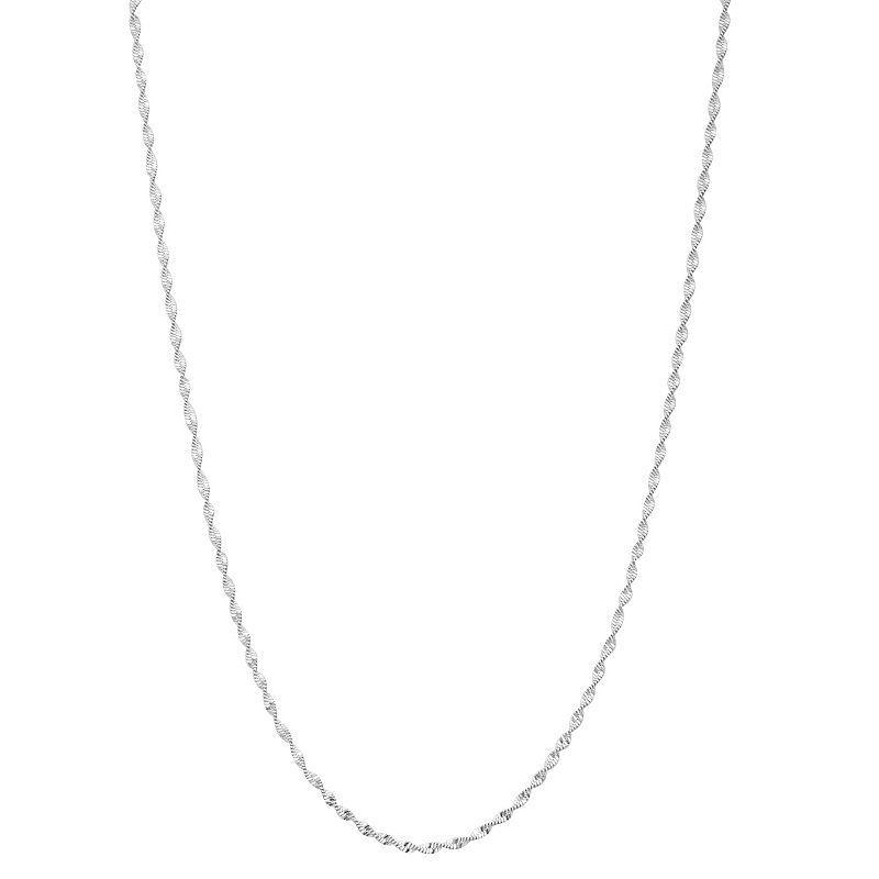 Silver Tone 18 Diamond Cut Twist Chain Necklace, Womens Product Image