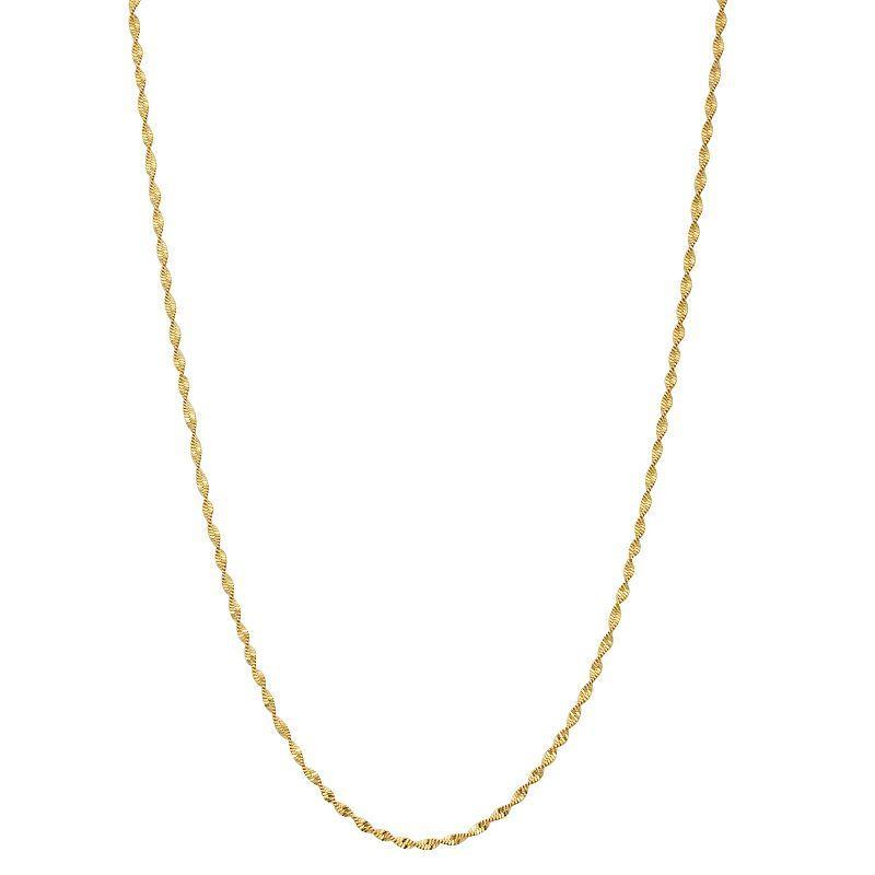 Gold Tone 18 Diamond Cut Twist Chain Necklace, Womens Product Image