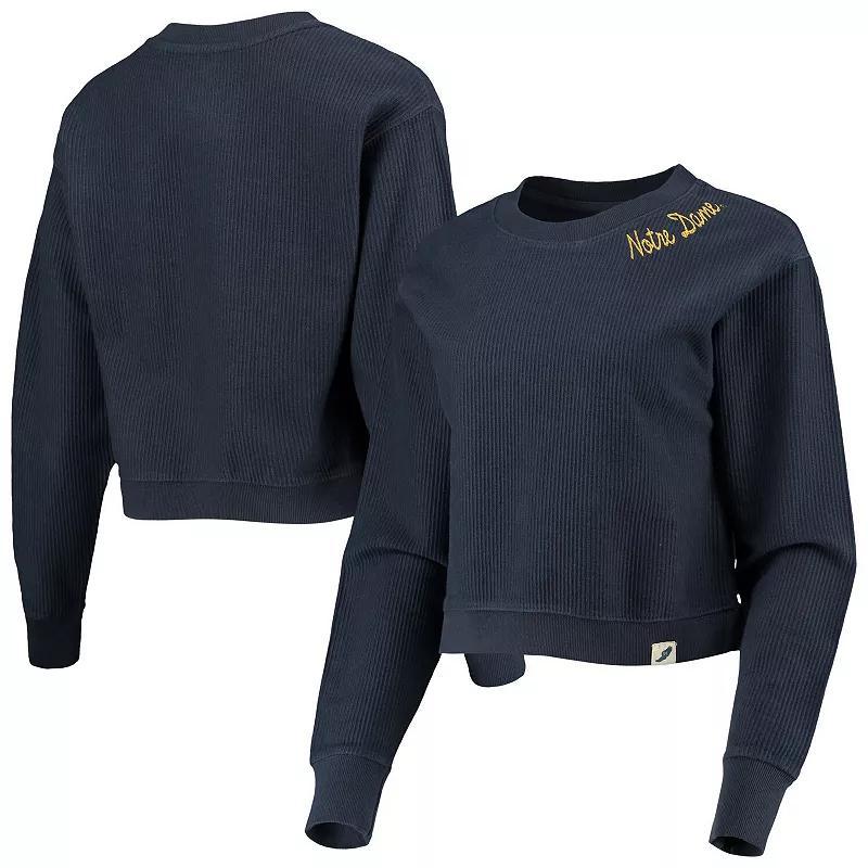 Womens League Collegiate Wear Notre Dame Fighting Irish Corded Timber Cropped Pullover Sweatshirt Blue Product Image