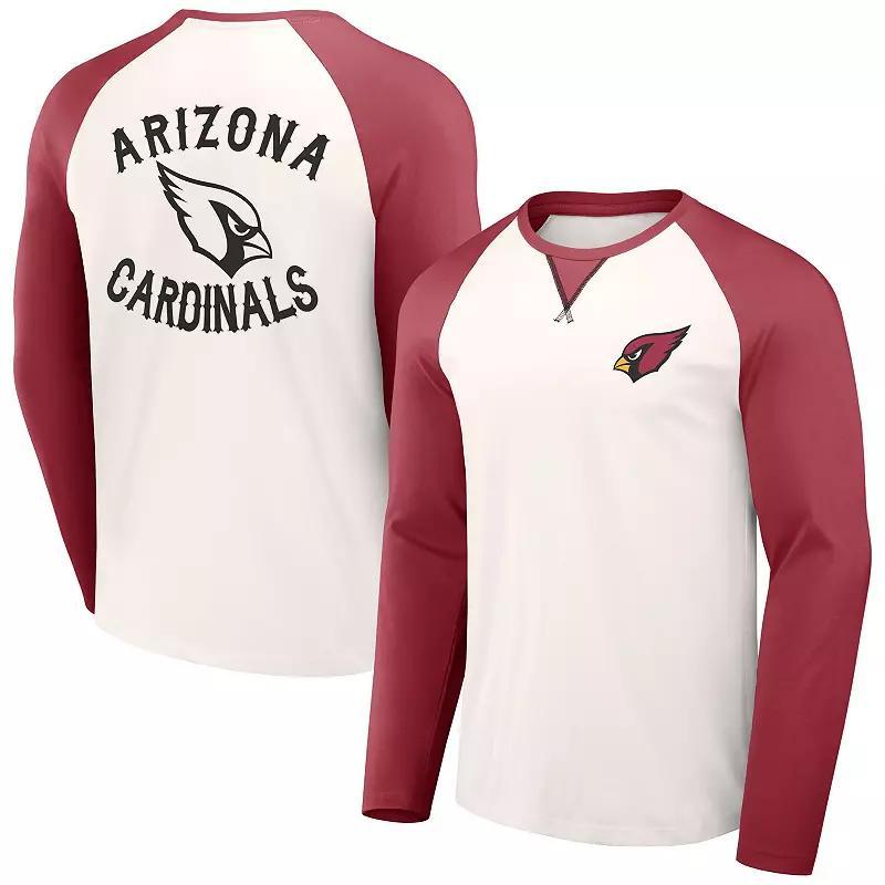 Men's NFL x Darius Rucker Collection by Fanatics Cream/Cardinal Arizona Cardinals Long Sleeve Raglan T-Shirt Product Image